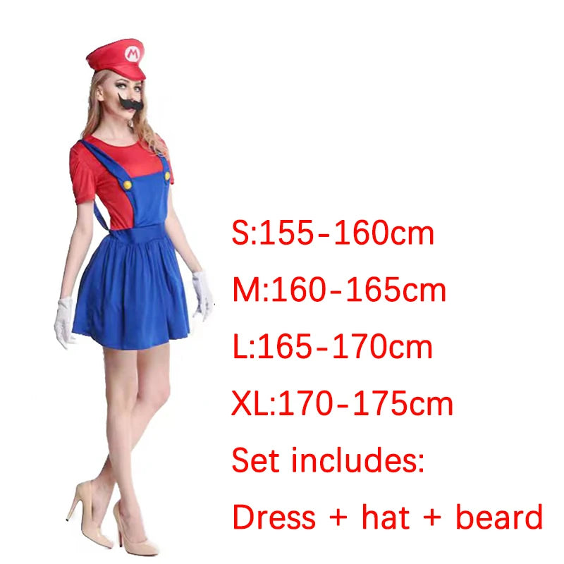 Halloween Costumes Funny Super Brother Bros Children Fantasia Cosplay Jumpsuit Xmas Carnival Child and Adult Suit