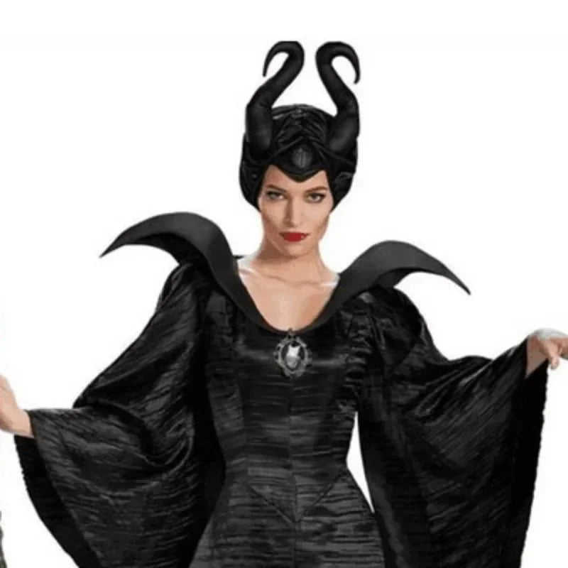 Movie Maleficent Cosplay Witch Maleficent Cosplay Costume Black Dress Helmet Suit Halloween Party Costume for Women Adult